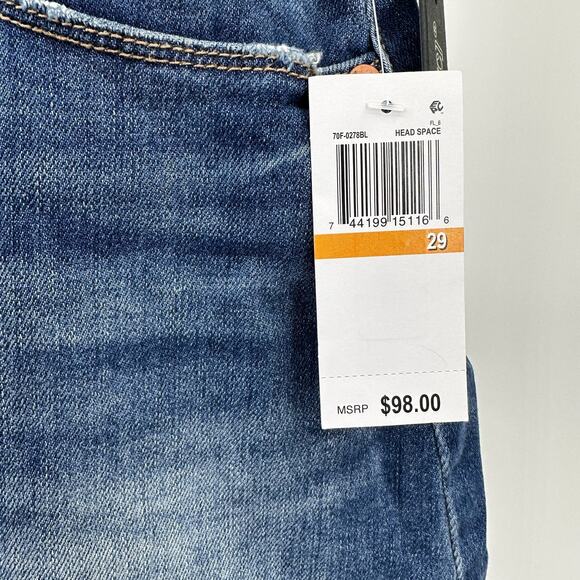 Blank NYC Zip Detail Frayed Denim Jean Skirt 29 Blue Casual Whiskered Faded Mini - Picture 4 of 9